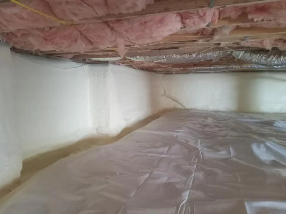 Crawl space encapsulation with closed-cell spray foam for Roof Waterproofing in Byram
